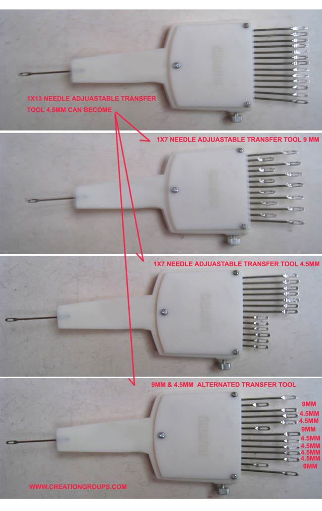1x13 Needle Adjustable Transfer Tool 4.5mm/1x7 Prong Tool 9mm for All Brother/Silver Reed Knitting Machine