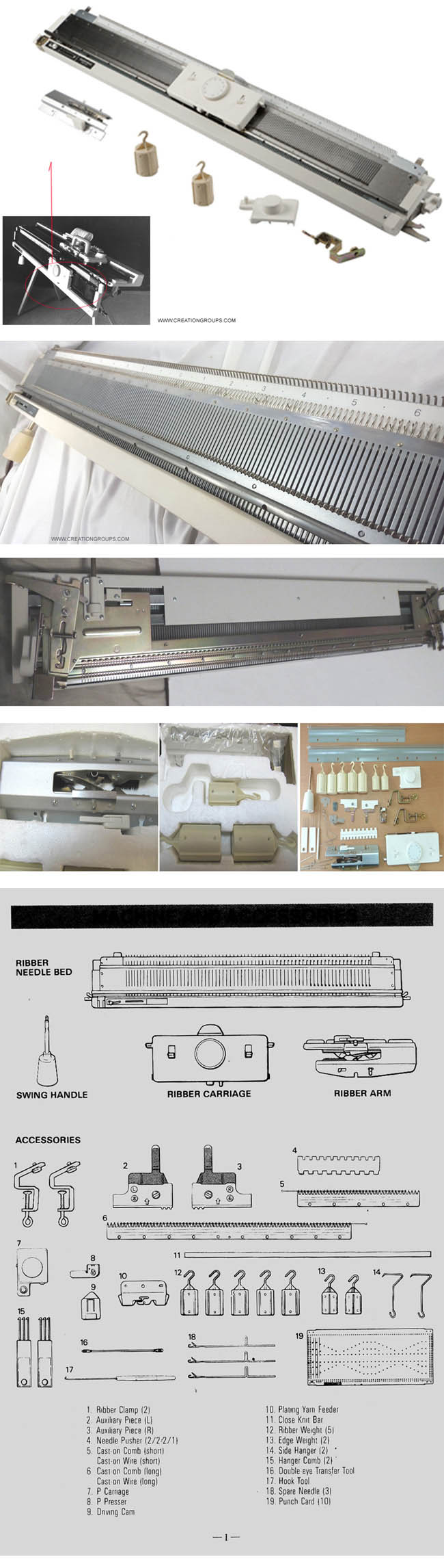 New SRP60N Ribber Knitting Machine Complete Set Fits Silver Reed Singer Studio SK280 SK360 SK840 Artisan 245