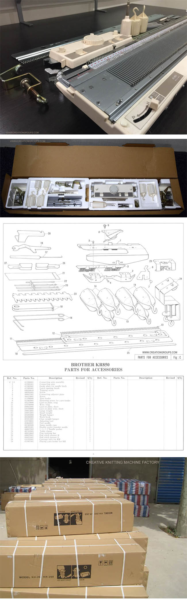 Creative KR850 Ribber for Brother KH860 KH868 KH900 KH940 KH970 Knitting Machine