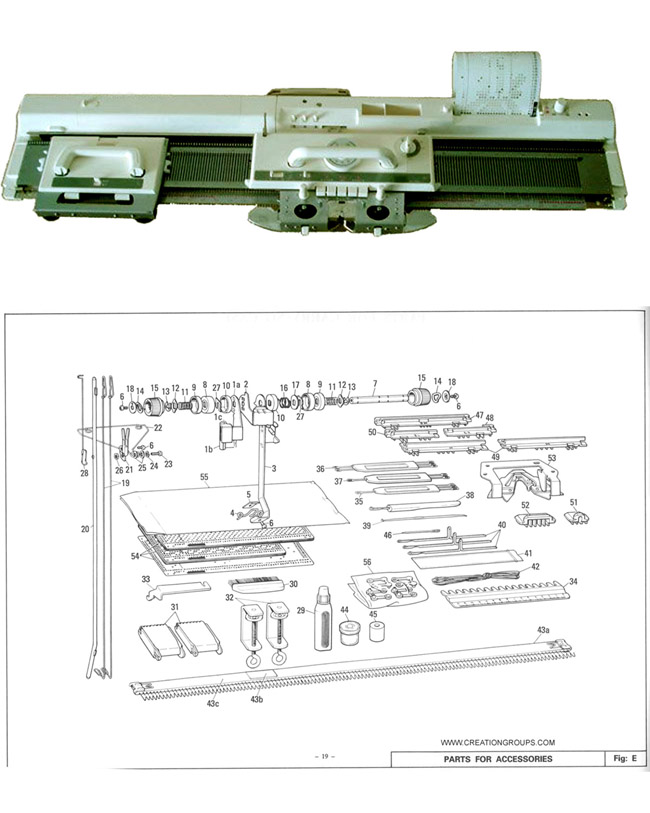 Creative KH868 Standard Gauge Punch Card Knitting Machine with Lace Carriage